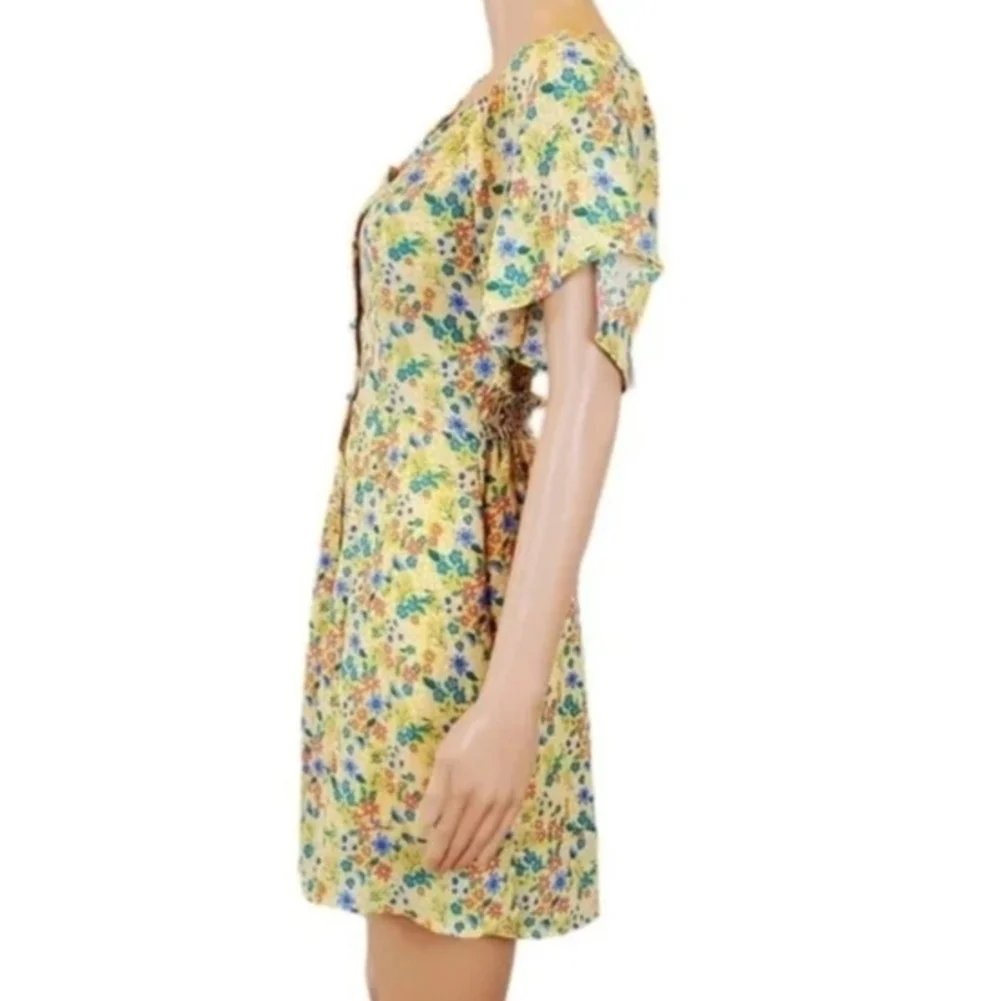 Sienna SKY short sleeve yellow floral mini Dress